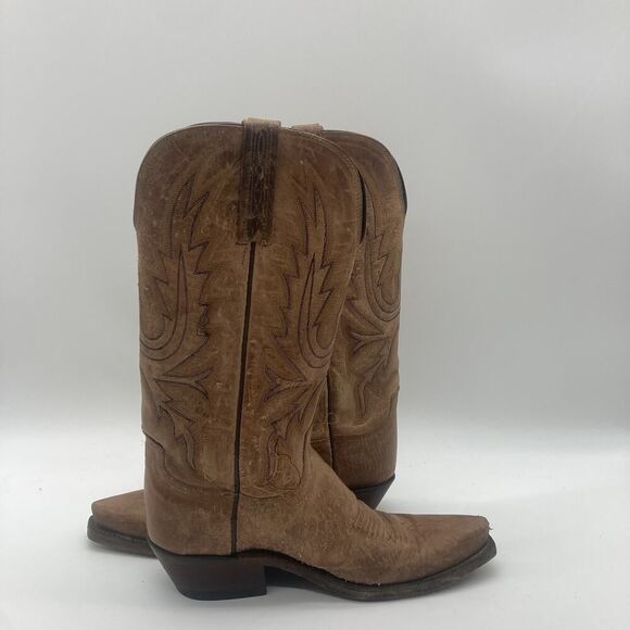 Womens 6.5B Lucchese Bootmaker Brown Bison Square Toe Cowboy Western Boots - Picture 6 of 12